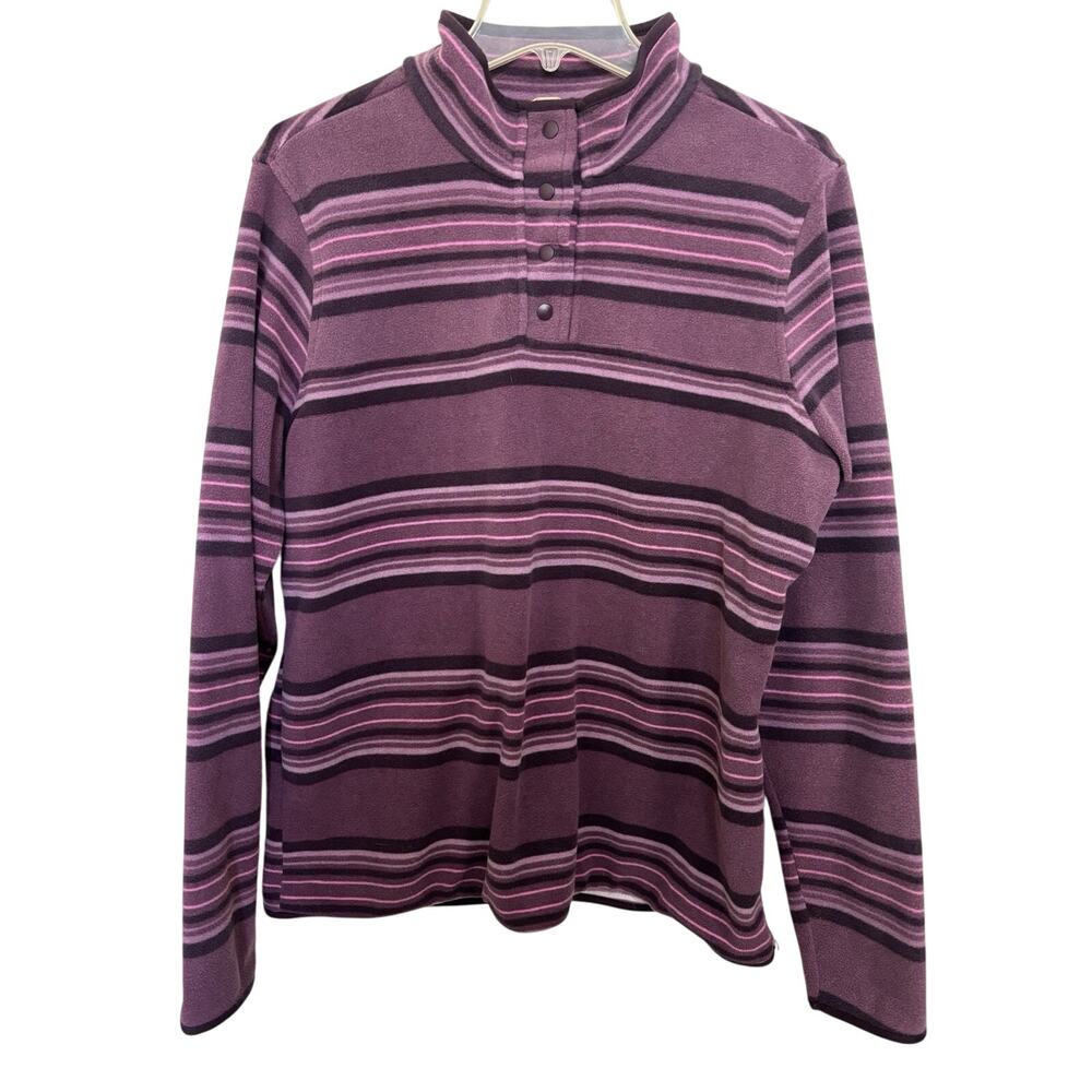Duluth Trading Purple Striped Fleece Quarter Snap Pullover L Gorpcore Outdoors